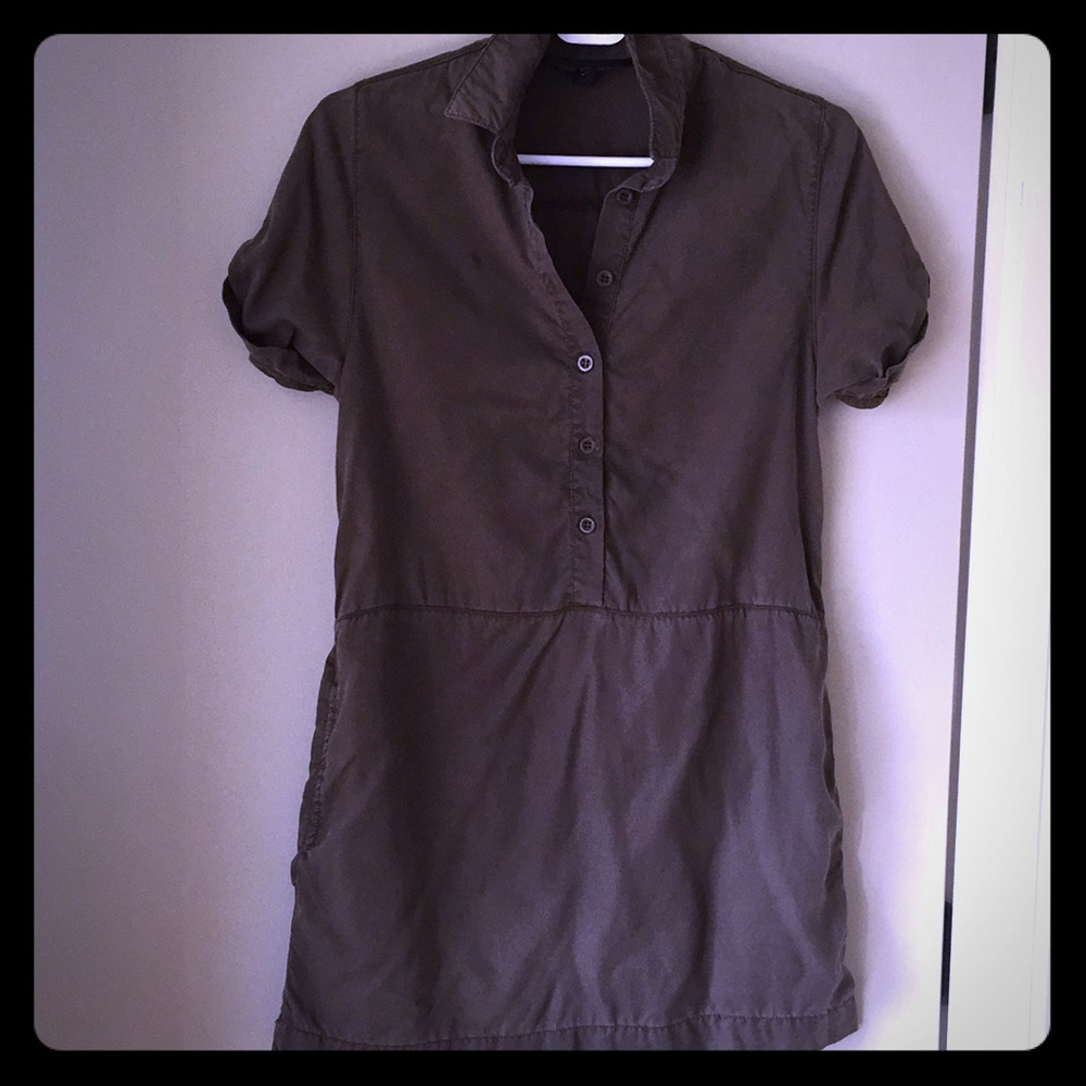 Topshop Olive Green Short Sleeve Dress